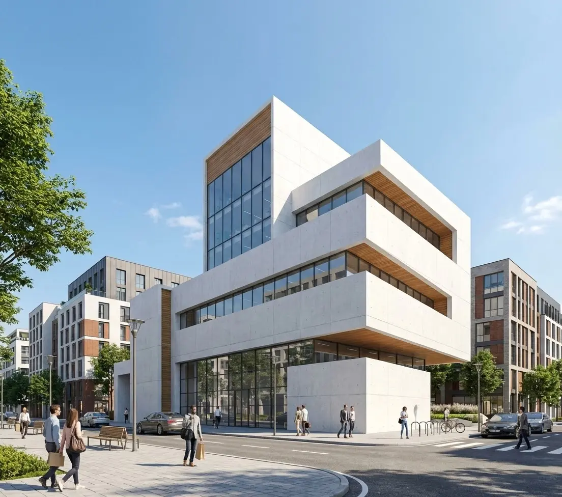Contemporary architectural render created with Rendershop