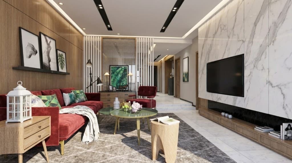 Luxury Living Room architectural render created with Rendershop
