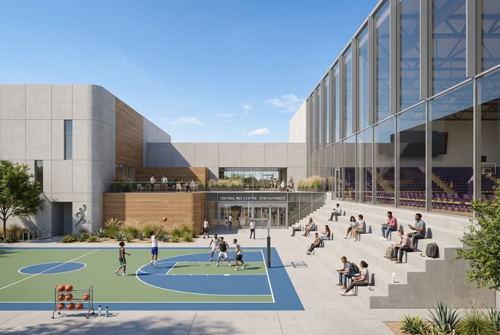 Recreation Center architectural render created with Rendershop