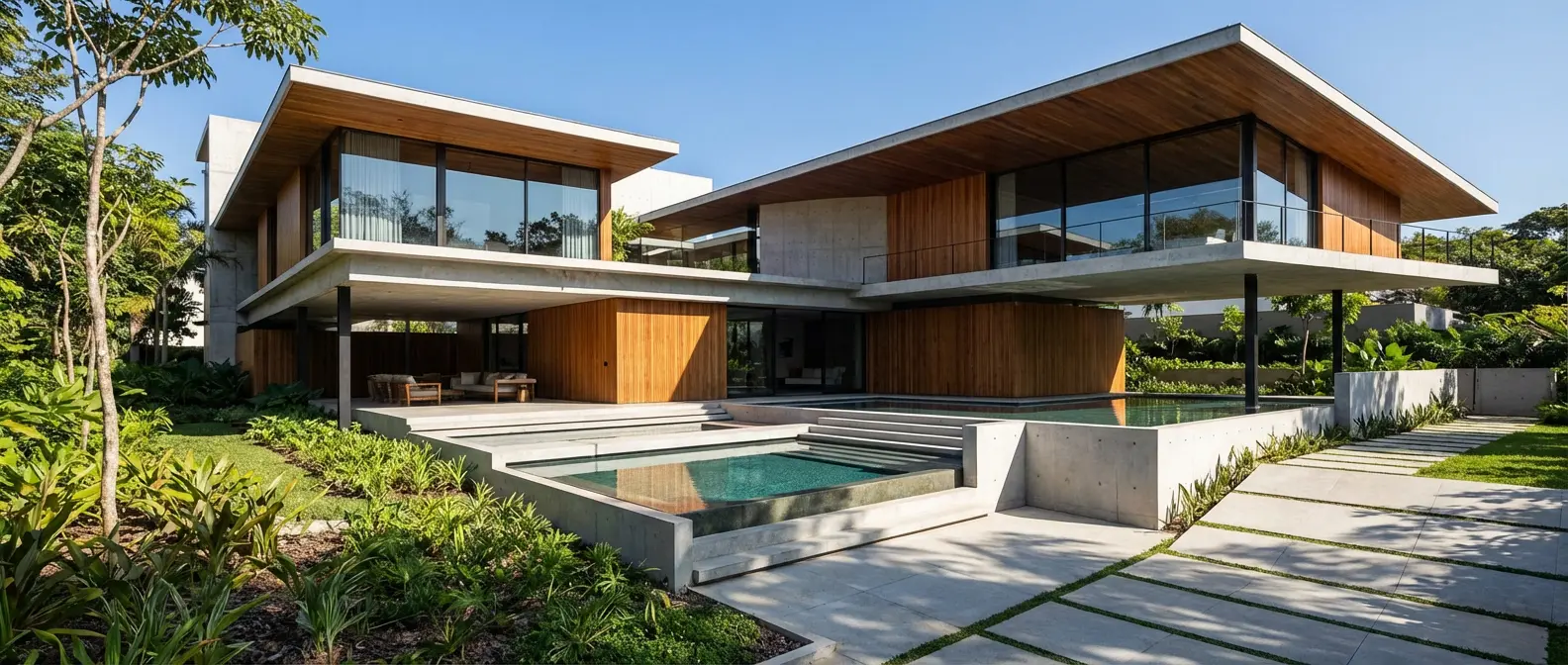 Modern residential exterior render created with Rendershop