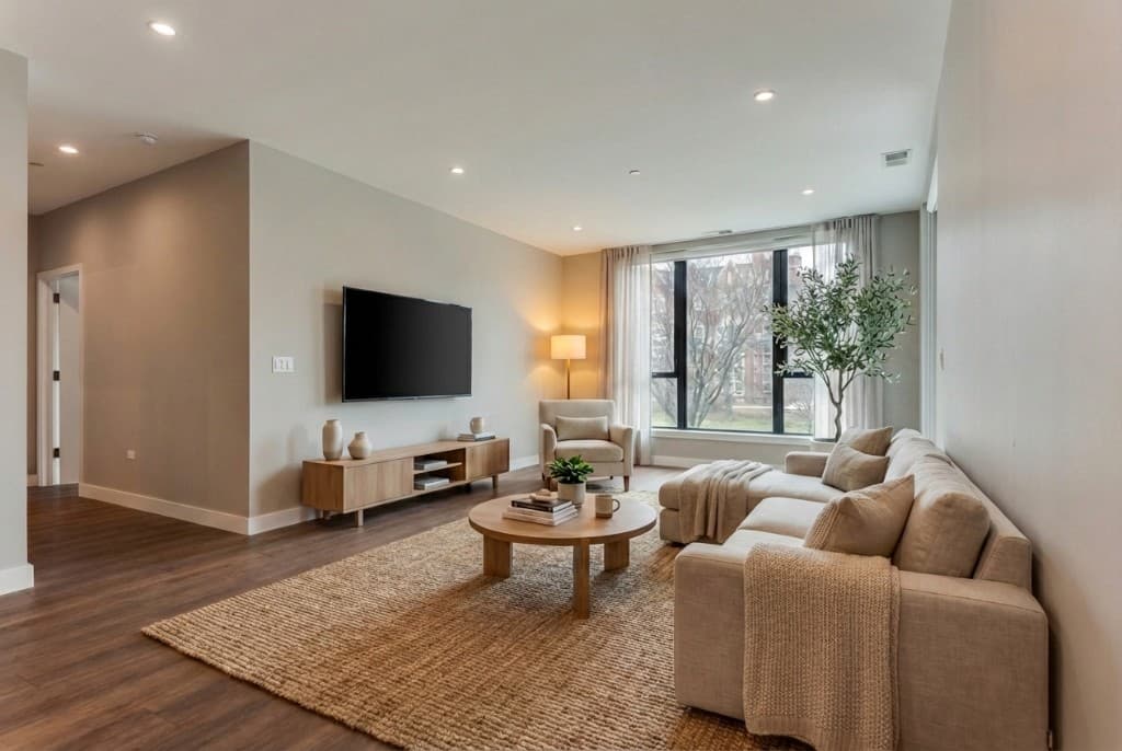 After staging - fully furnished living room